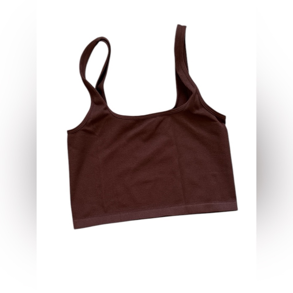 🔥 4 for $20 DEAL 🔥  Bozzolo Brown Ribbed Crop Tank Top (M/L)